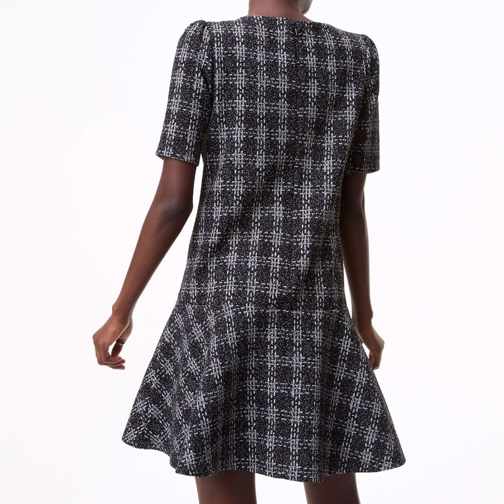 🎀NWT🎀 LOFT Plaid Boucle Flounce Dress - Picture 2 of 3